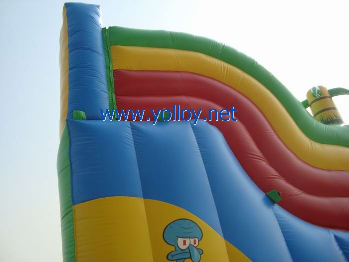 sponge bob inflatable slide with palm tree