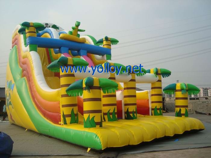 Dinosaur Allosaurus in jungle inflatable slide