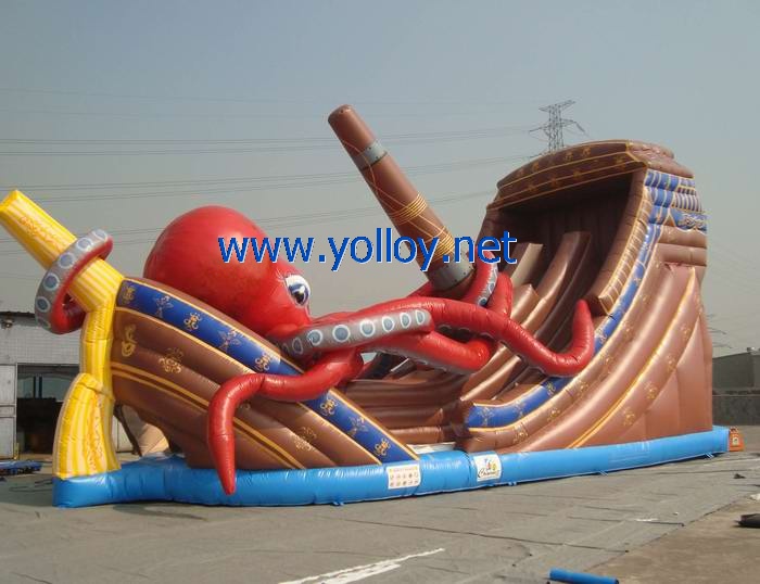 Giant inflatable Kraken Wow slide with large octopus