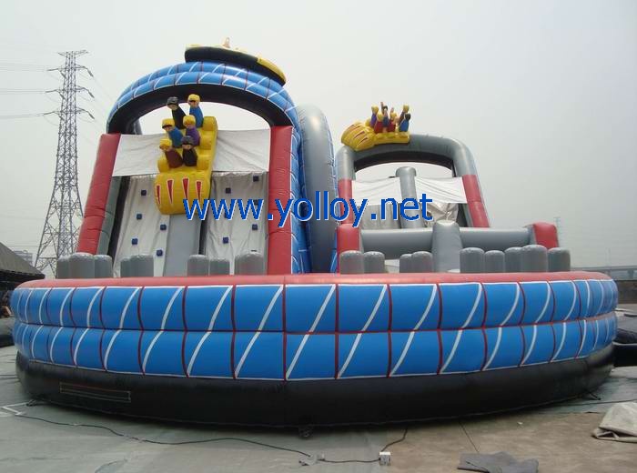 roller coaster Wild one inflatable slide with obstacles