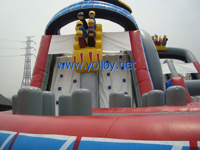 roller coaster Wild one inflatable slide with obstacles