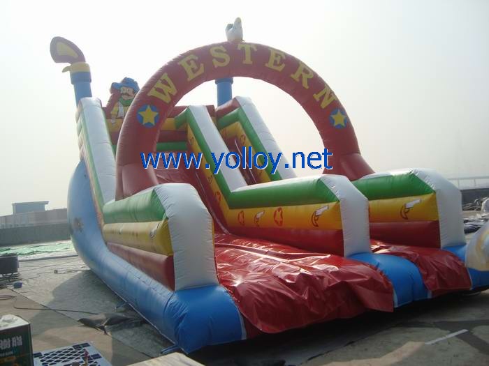 Cowboy western adventure commercial inflatable slide