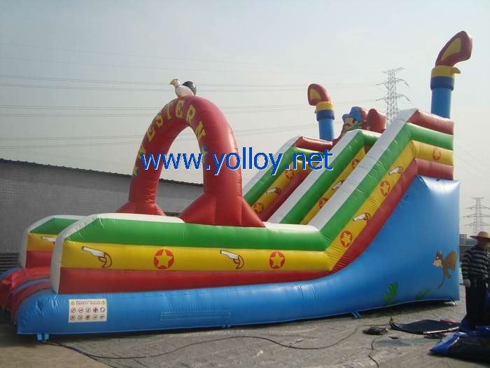 Cowboy western adventure commercial inflatable slide