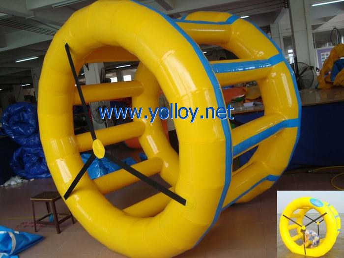 Inflatable water roller wheel game