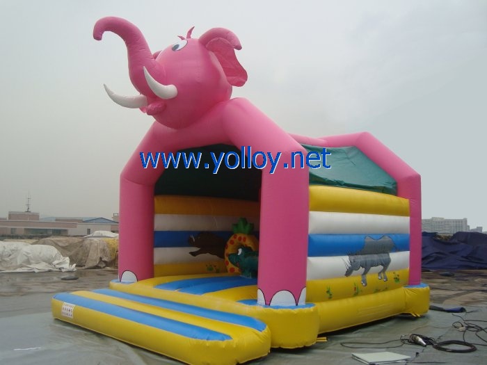 inflatable pink Elephant bouncy castle Moonwalks