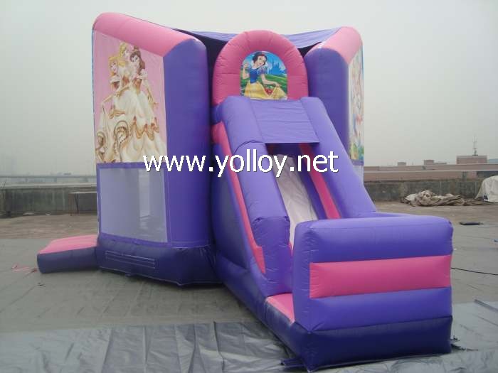 disney purple princess bouncing castles with slide