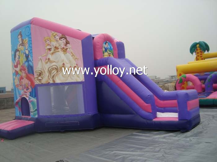 disney purple princess bouncing castles with slide