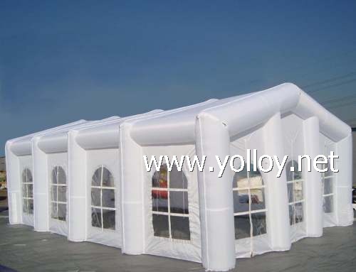 White inflatable wedding party tent for outdoor evening