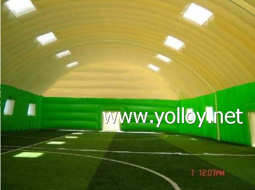 Inflatable sports tent as instant portable outdoor event