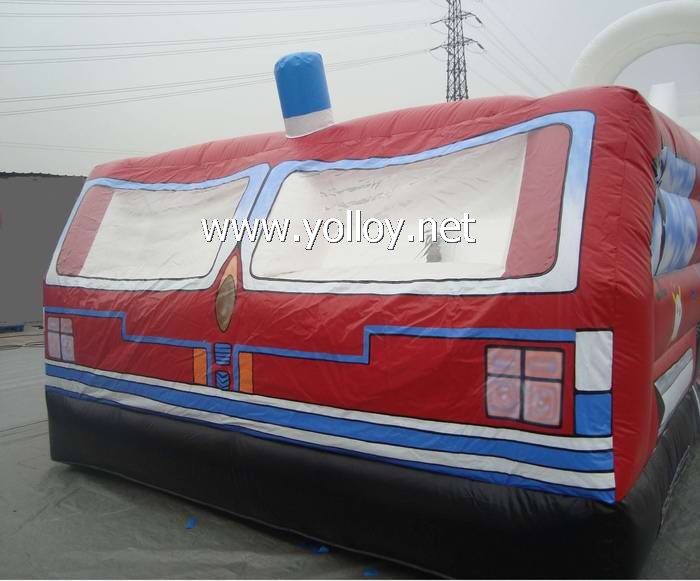 inflatable red bus slide