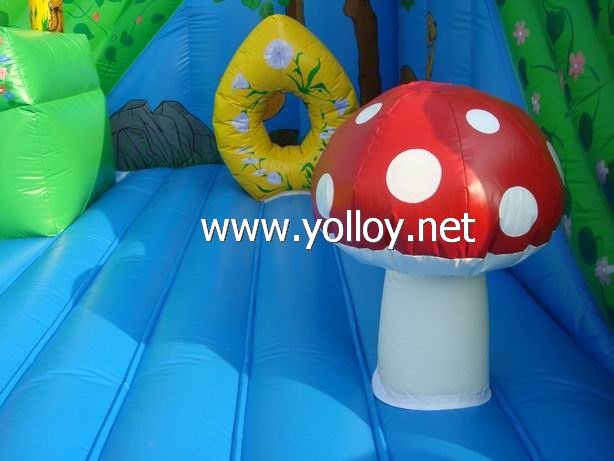 inflatable jumping with slide and obstacle