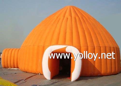 Camping in igloo dome shape for cold weather