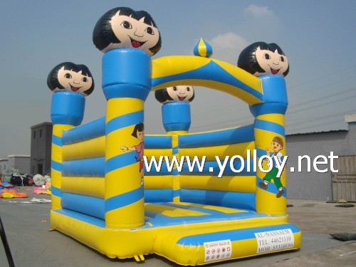 Inflatable bouncer Dora the explorer moonwalks in blue