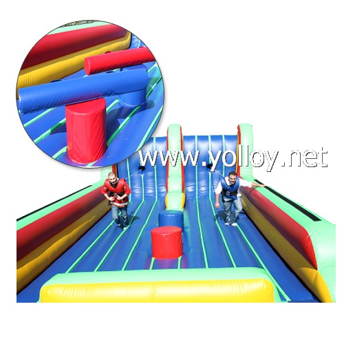 inflatable bungee wall with stretch cord tied