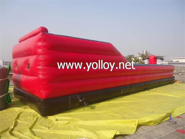 inflatable bungee wall with stretch cord tied