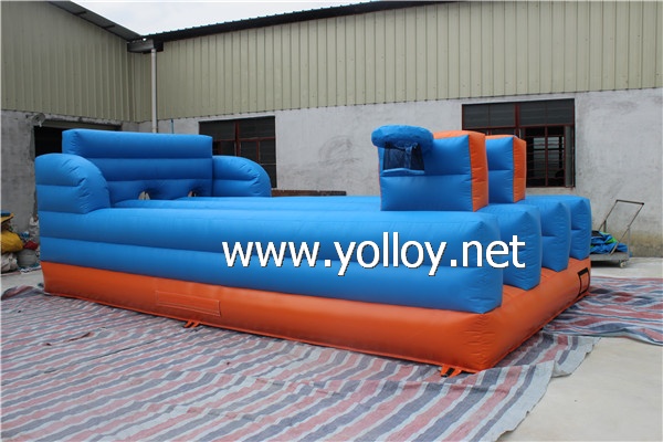 Inflatable bungee run game with basketball hoop