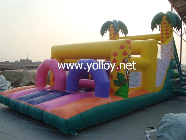 Tropical rain forest style inflatable obstacle castle