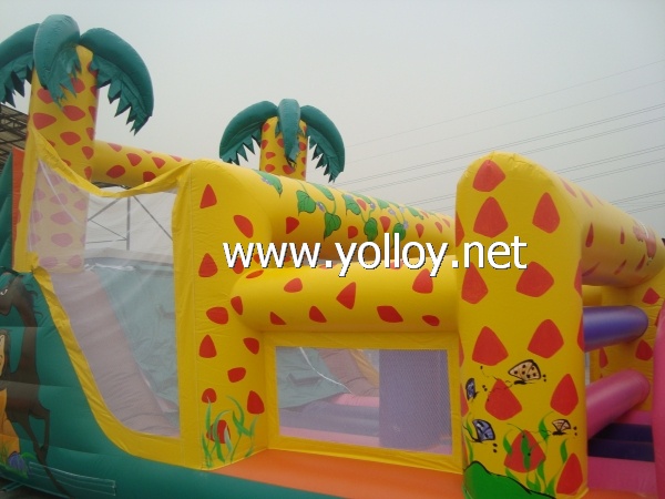 Tropical rain forest style inflatable obstacle castle