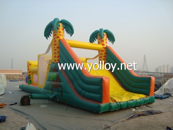 Tropical rain forest style inflatable obstacle castle