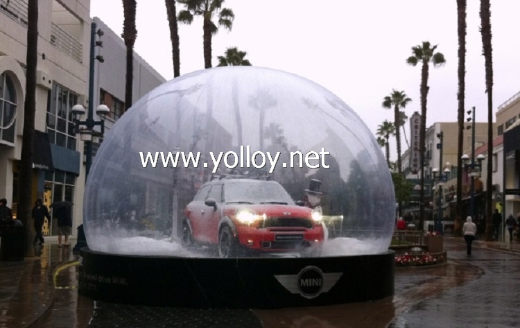 Huge clear Christmas snow globe