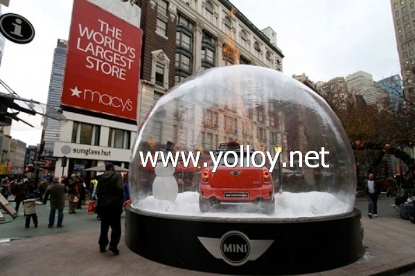 Huge clear Christmas snow globe