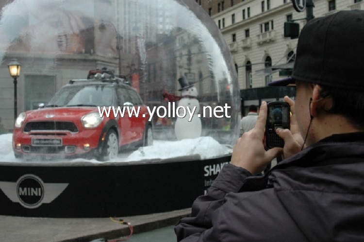 Huge clear Christmas snow globe