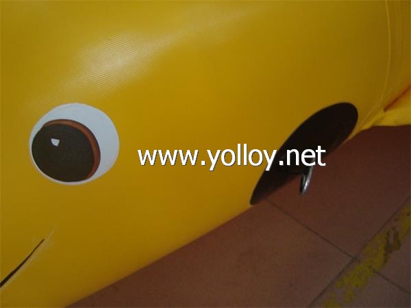 Lovely Dolphin shape fly fish boat Banana Boat in Yellow