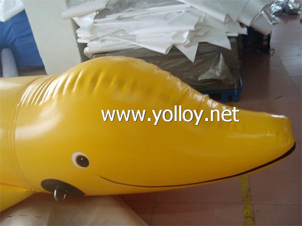 Lovely Dolphin shape fly fish boat Banana Boat in Yellow