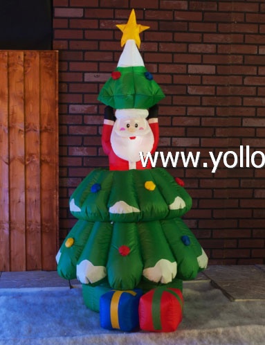 Family blow up inflatable Xmas tree with Santa