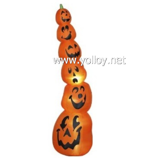 8 Ft tall Halloween Airblown Inflatable Slender Pumpkin Stack holiday decorations