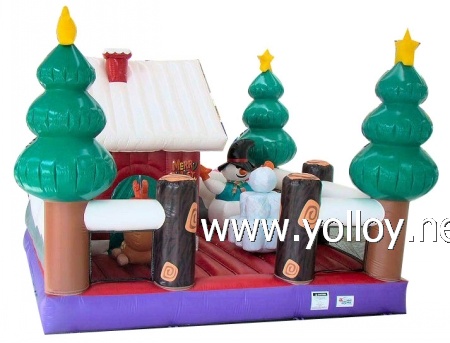 Santa Claus house with snowman Christmas tree