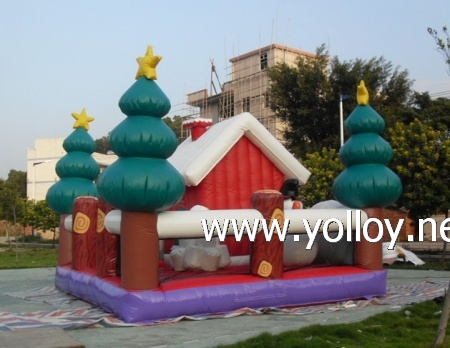 Santa Claus house with snowman Christmas tree