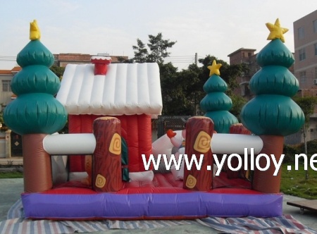 Santa Claus house with snowman Christmas tree