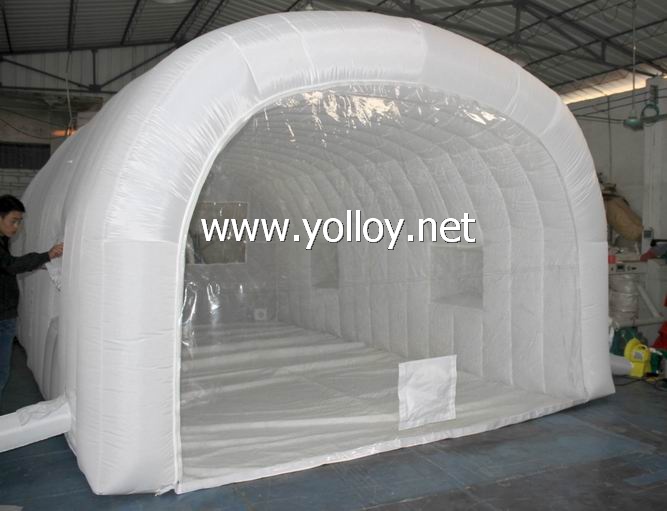 white inflatable car storage tent