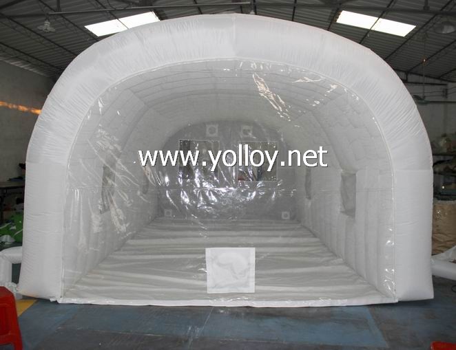 white inflatable car storage tent