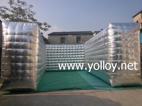 Inflatable silver stage for catwalk fashion shows