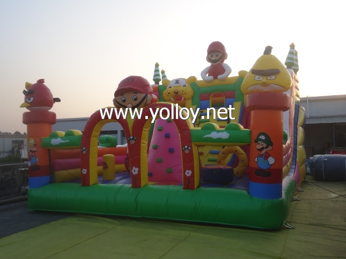 Super Mario and angry bird inflatable slide