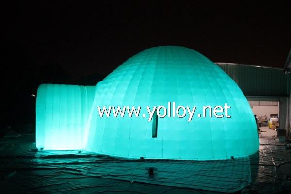 Outdoor inflatable igloo dome tent with LED lighting