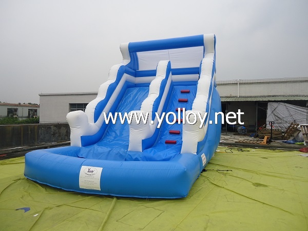 Inflatable slide with swimming pool