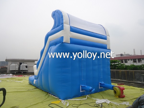 Inflatable slide with swimming pool