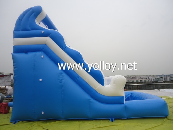 Inflatable slide with swimming pool