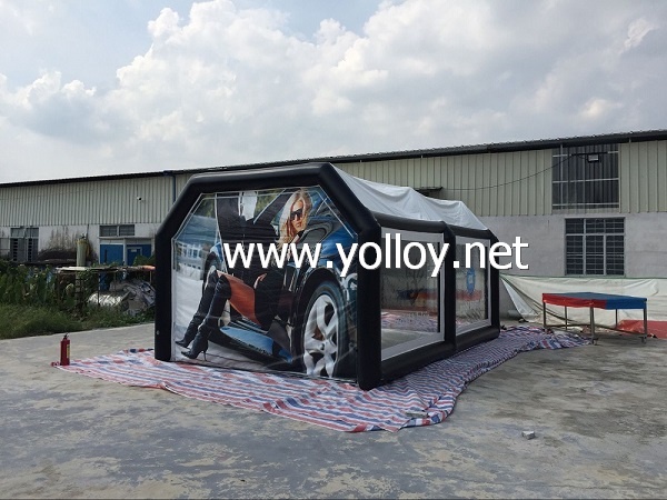 Moveable inflatable tent for car care