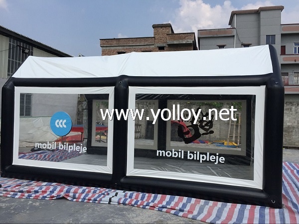 Moveable inflatable tent for car care