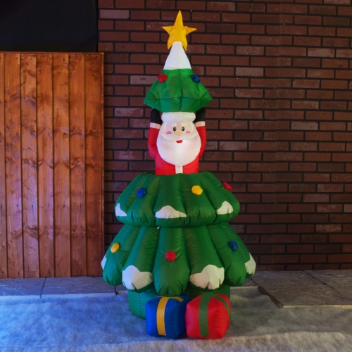Home Xmas decor inflatable santa with Christmas tree 