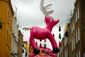 Pink inflatable reindeer