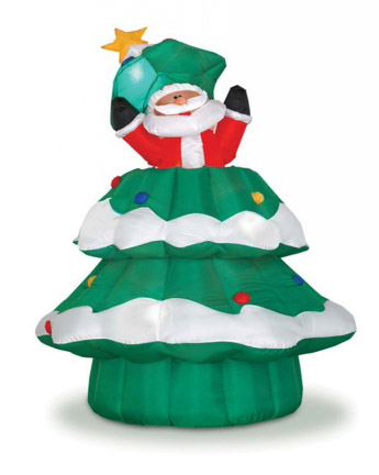 Christmas tree with santa inflatable