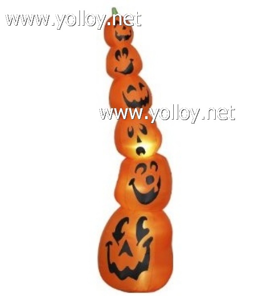 8 Ft tall Halloween Airblown Inflatable Slender Pumpkin Stack holiday decorations