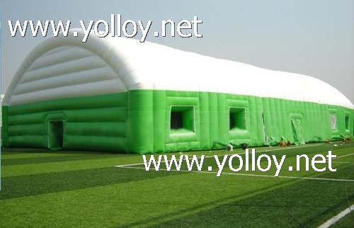 Inflatable sports tent as instant portable outdoor event