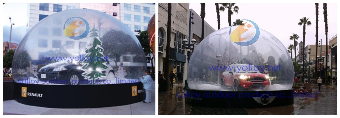 Inflatable snow globe car show case