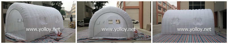 white inflatable car storage tent